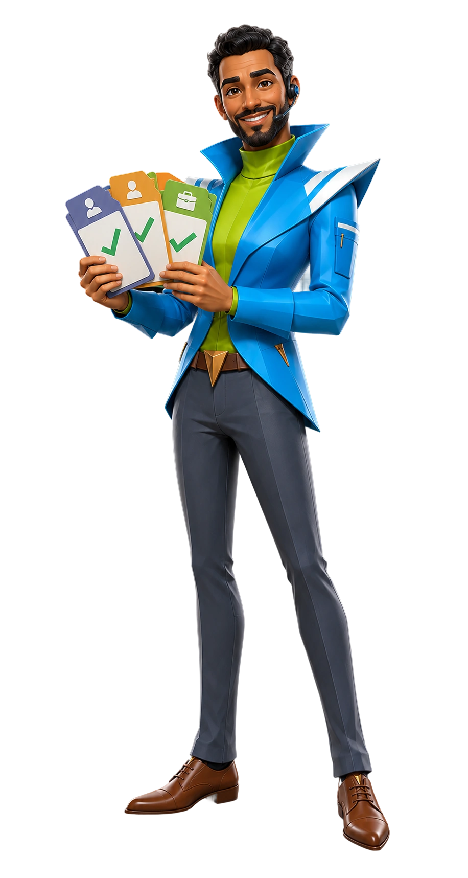 CRM Manager agent holding contact record cards